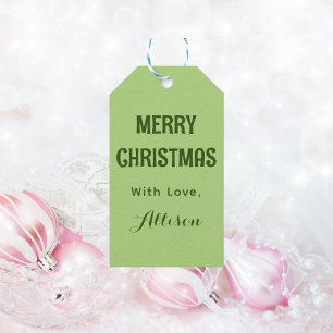 Minimalist Mint Green Retro Merry Christmas Gift Tags
