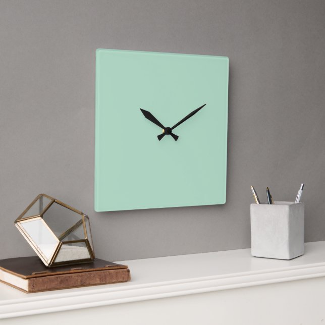 Minimalist Mint Green Square Wall Clock (Office)