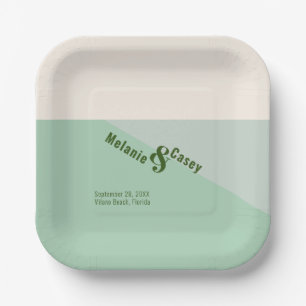 Minimalist Mint Green Wedding Paper Napkins Plates