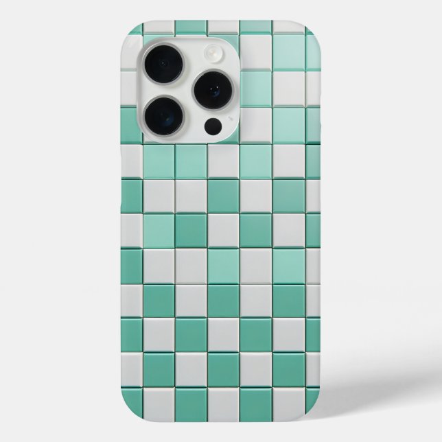 Minimalist Mint Green & White Checkered Case  (Back)