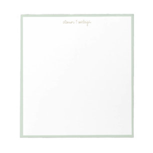 Minimalist Mint Sage Border Custom Script Name  Notepad