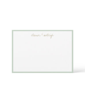 Minimalist Mint Sage Border Custom Script Name  Thank You Card