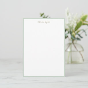 Minimalist Mint Sage Personalized Script Name  Note Card