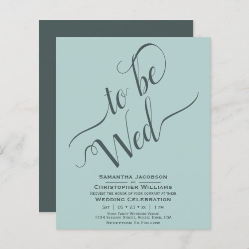 Minimalist Mint  Teal BUDGET Wedding Invitation