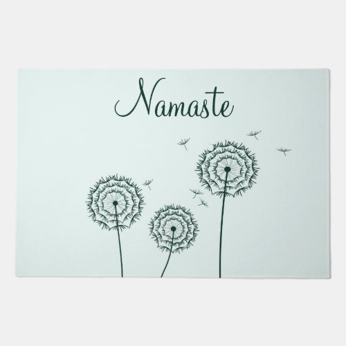 Minimalist Mint White Dandelion Yoga Namaste Doormat