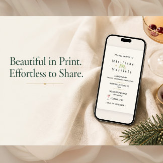 Minimalist Mistletoe and Martinis Christmas Party Invitation