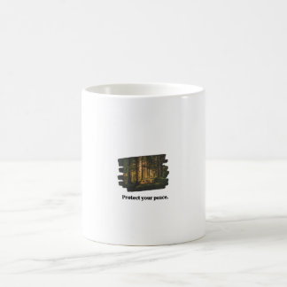 Minimalist Misty Forest Protect Your Peace Coffee Mug