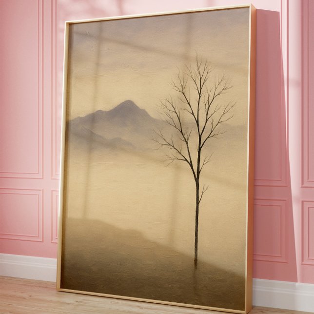 Minimalist Misty Tree Landscape Wall Art Print (Creator Uploaded)
