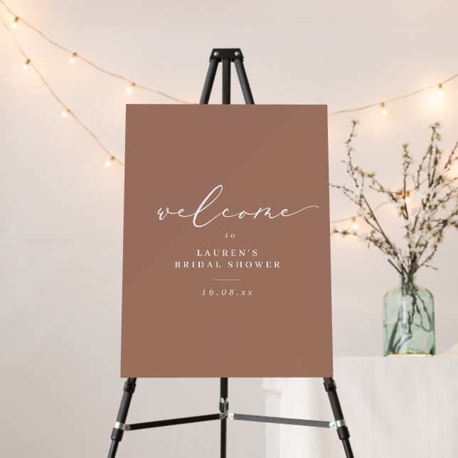 Minimalist Mocha Bridal Shower Welcome Foam Board (In Situ (Stand))
