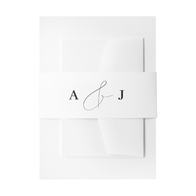 Minimalist Moden Calligraphy Ampersand Monogram Invitation Belly Band (Front Example)
