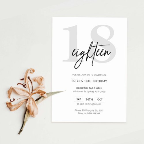 Minimalist Modern 18th Birthday Party Invitation