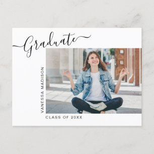 Minimalist Modern 1 Photo Graduation Announcement Postcard