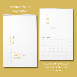 Minimalist Modern 2026 Wall Calendar