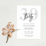 Minimalist Modern 30th Birthday Party Invitation<br><div class="desc">This minimalist typography 30th birthday party invitation is perfect for a modern birthday party. The simple design features classic minimalist black and white typography with a modern feel. Customisable in any colour. Keep the design minimal and elegant, as is, or personalise it by adding your own graphics and artwork. For...</div>