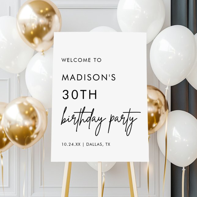Minimalist Modern 30th Birthday Party Welcome Sign (Creator Uploaded)
