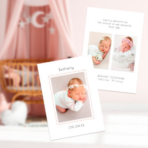 Minimalist Modern 3 Photos Baby Announcement