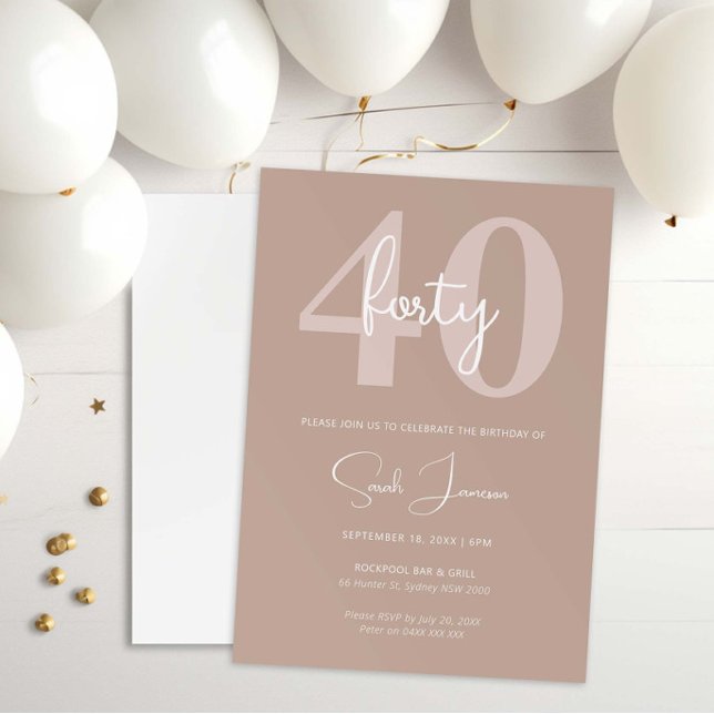Minimalist Modern 40th Birthday Party Invitation (Creator Uploaded)