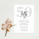 Minimalist Modern 50th Birthday Party Invitation<br><div class="desc">This minimalist typography 50th birthday party invitation is perfect for a modern birthday party. The simple design features classic minimalist black and white typography with a modern feel. Customisable in any colour. Keep the design minimal and elegant, as is, or personalise it by adding your own graphics and artwork. For...</div>