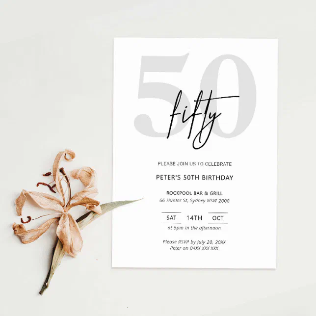 Minimalist Modern 50th Birthday Party Invitation Zazzle