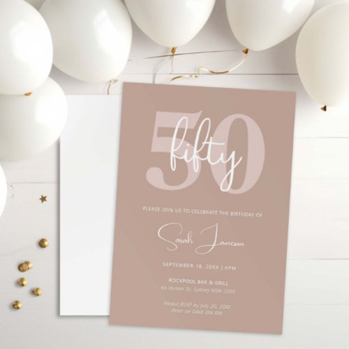 Minimalist Modern 50th Birthday Party Invitation