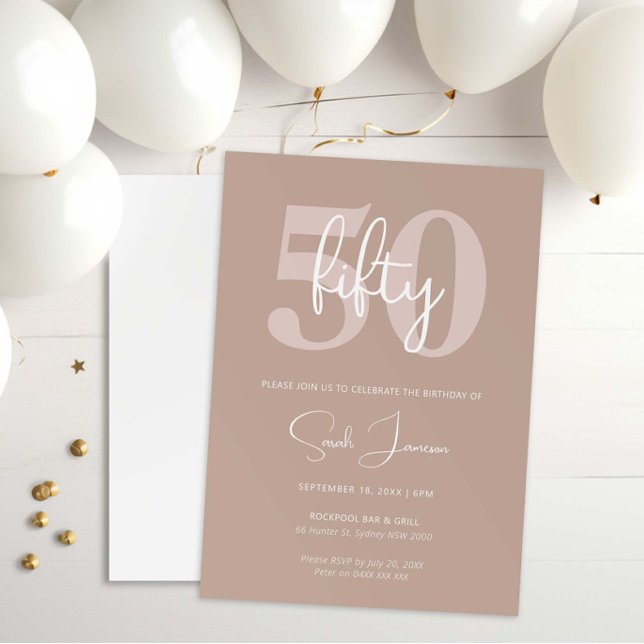 Minimalist Modern 50th Birthday Party Invitation (Creator Uploaded)
