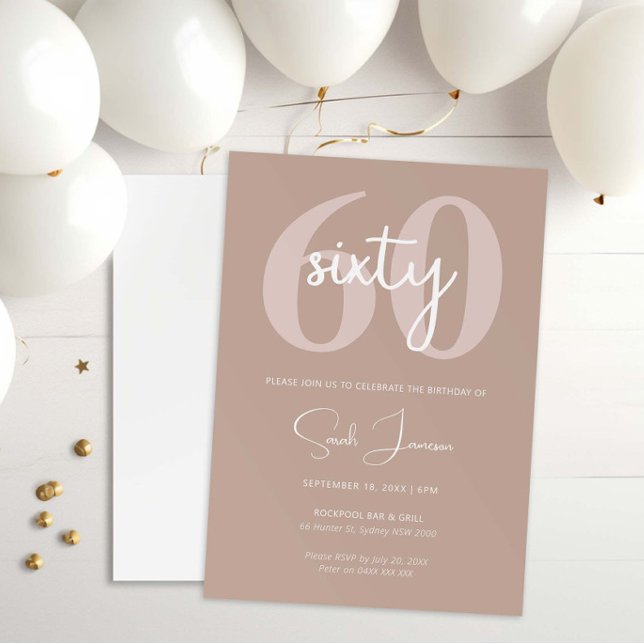 Minimalist Modern 60th Birthday Party Invitation (Creator Uploaded)