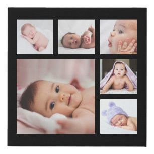 Minimalist Modern 6 Photo Collage Template Faux Canvas Print