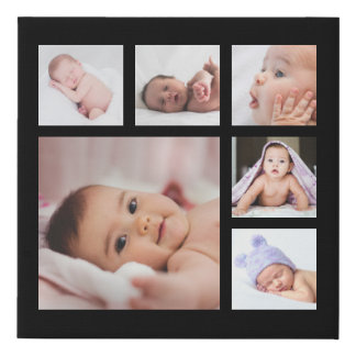 Minimalist Modern 6 Photo Collage Template Faux Canvas Print