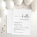 Minimalist Modern 70th Birthday Party Invitation<br><div class="desc">This minimalist typography 70th birthday party invitation is perfect for a modern birthday party. The simple design features classic minimalist black and white typography with a modern feel. Customizable in any color. Keep the design minimal and elegant, as is, or personalize it by adding your own graphics and artwork. For...</div>