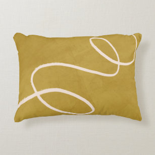Minimalist Modern Abstract Art in Yellow Gold Accent Pillow