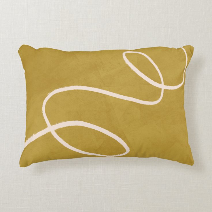 Minimalist Modern Abstract Art in Yellow Gold Accent Pillow Zazzle