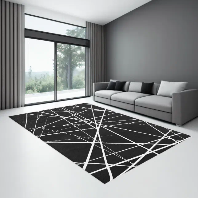 Abstract Rug Minimalistic Minimalist Modern Abstract Black White Area Rug | Zazzle