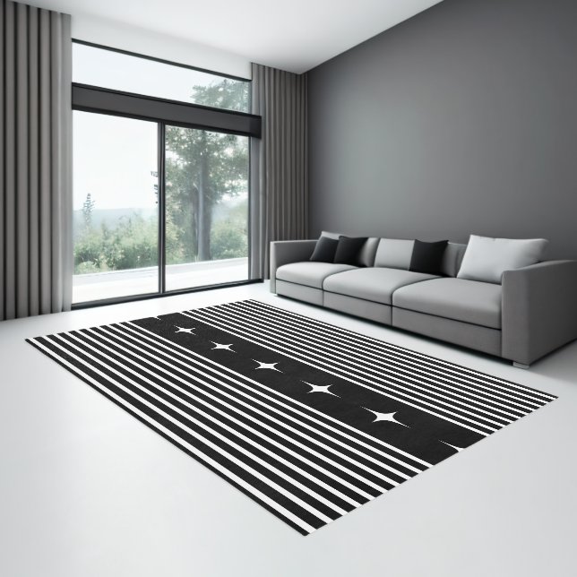 Minimalist Modern Abstract Black White Area Rug (Insitu (Indoor 3))