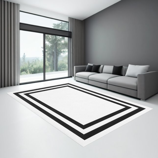 Minimalist Modern Abstract Black White Area Rug (Insitu (Indoor 3))
