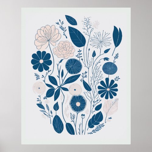 Minimalist Modern Abstract  Floral botanical Poster