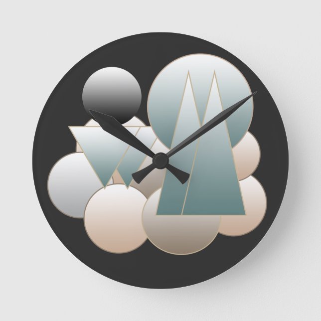 Minimalist Modern Abstract Geometric art Round Clock (Front)