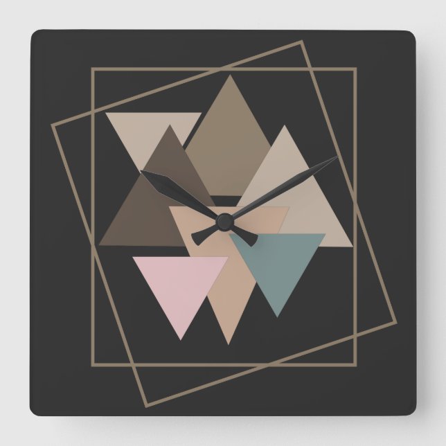 Minimalist Modern Abstract Geometric art Square Wall Clock (Front)