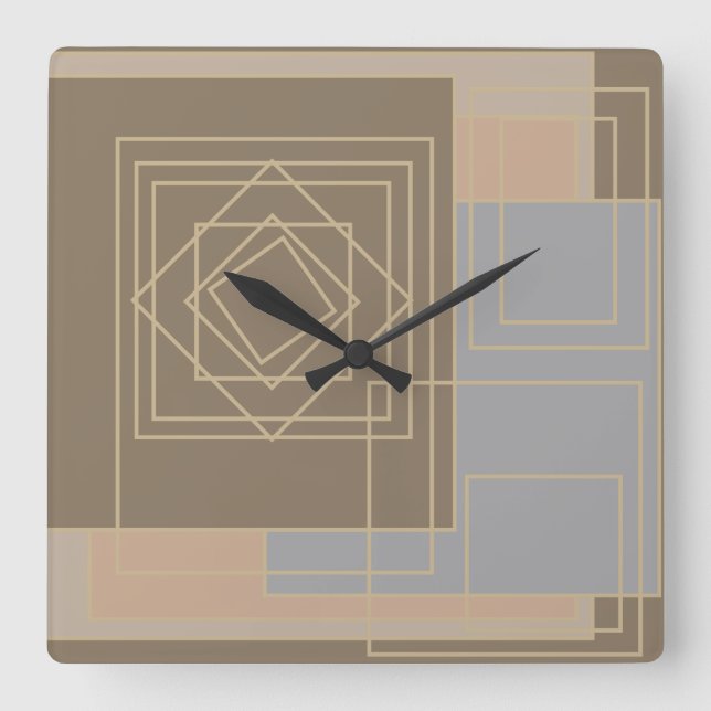 Minimalist Modern Abstract Geometric art Square Wall Clock (Front)