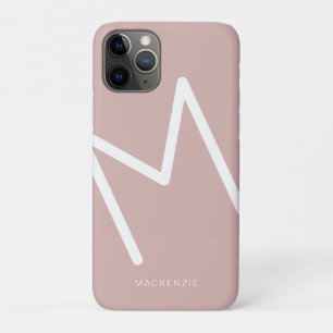 Minimalist Modern Abstract Name Initial Pink iPhone 11 Pro Case