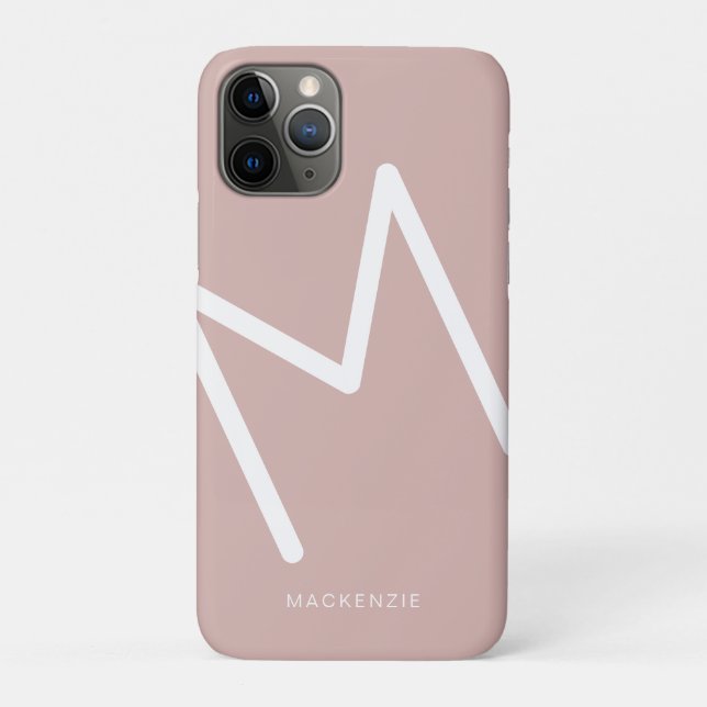 Minimalist Modern Abstract Name Initial Pink Case-Mate iPhone Case (Back)
