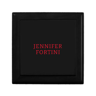 Minimalist Modern Add Your Name Black Red Gift Box