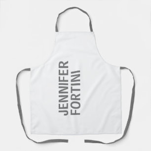 Minimalist Modern Add Your Name Grey White Apron