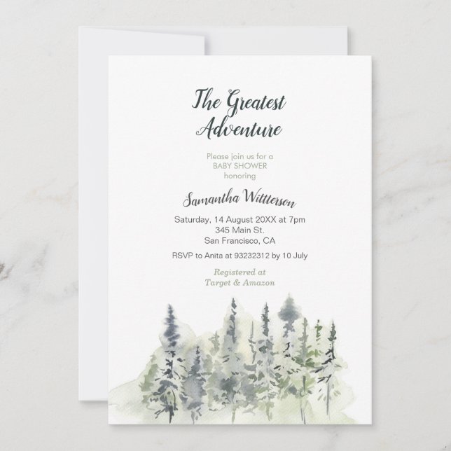 Minimalist Modern Adventure Baby Shower Invitation (Front)