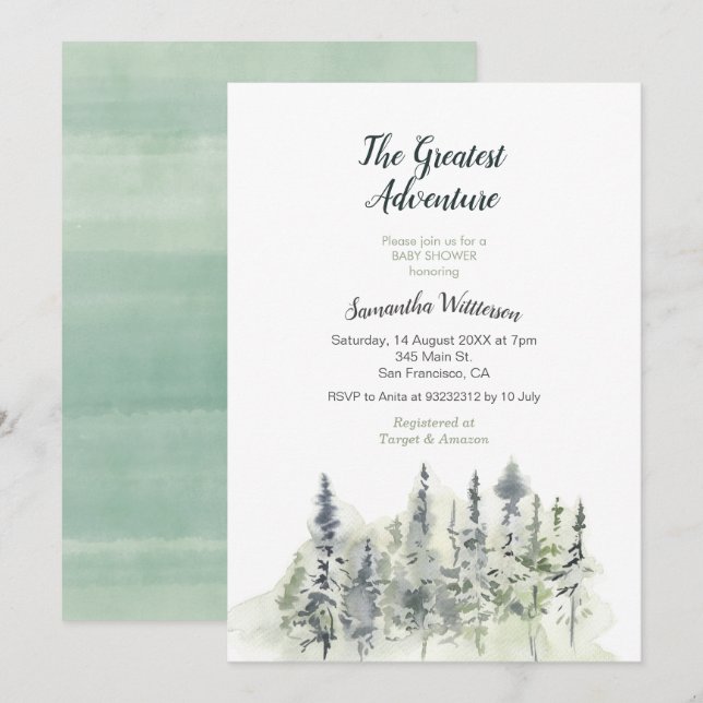 Minimalist Modern Adventure Baby Shower Invitation (Front/Back)