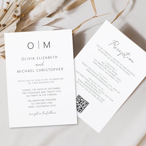 Minimalist Modern All In One Wedding QR Code Invitation