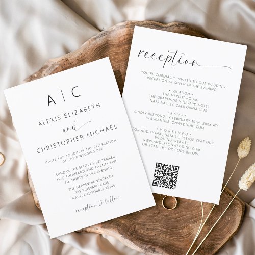 Minimalist Modern All In One Wedding QR Code Invitation