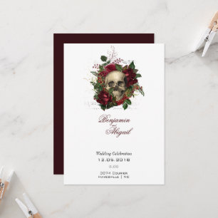 Minimalist Modern Anatomy Gothic Skull Floral Invi Invitation