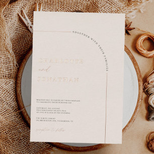Minimalist Modern Arch Cream Wedding Foil Invitation