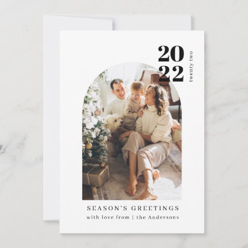 Minimalist Modern Arch Family Photo Christmas Holiday Card