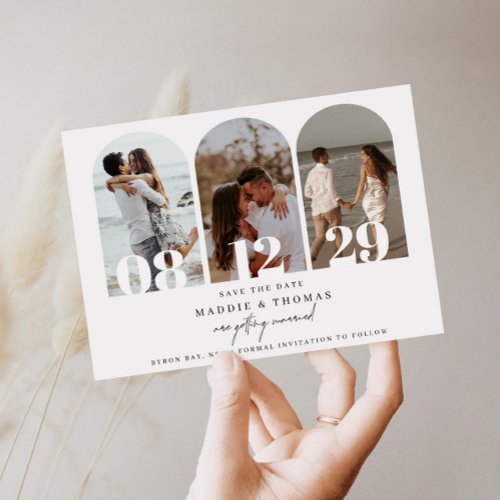 Minimalist modern arch photo Save the Date Invitation